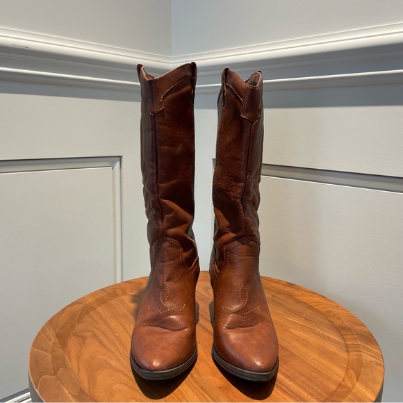 Brown faux leather cowboy boots - Picture 3 of 8